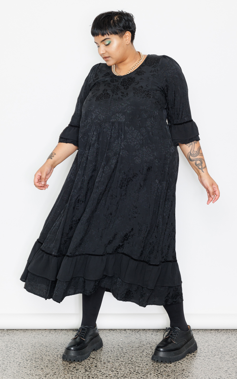 Ophelia Dress In Jacquard product photo.