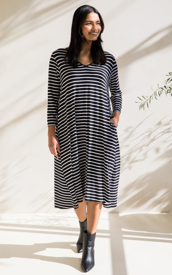 L/S T-Shirt Stripe Dress product photo.