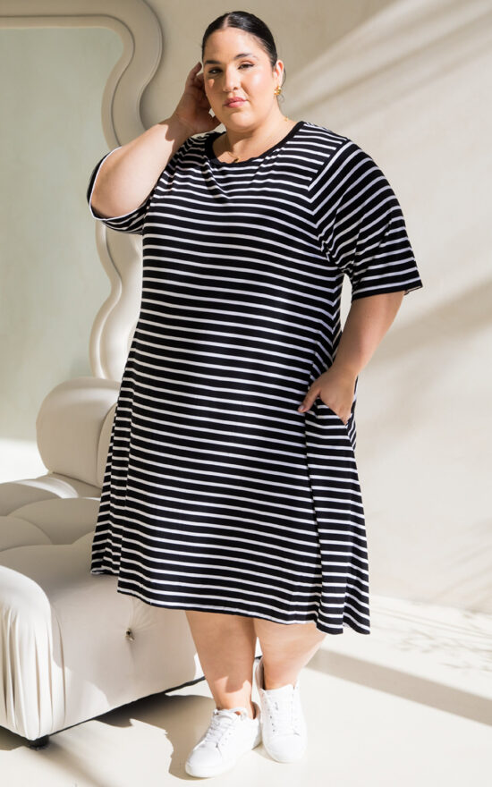 Kiana Stripe Dress product photo.