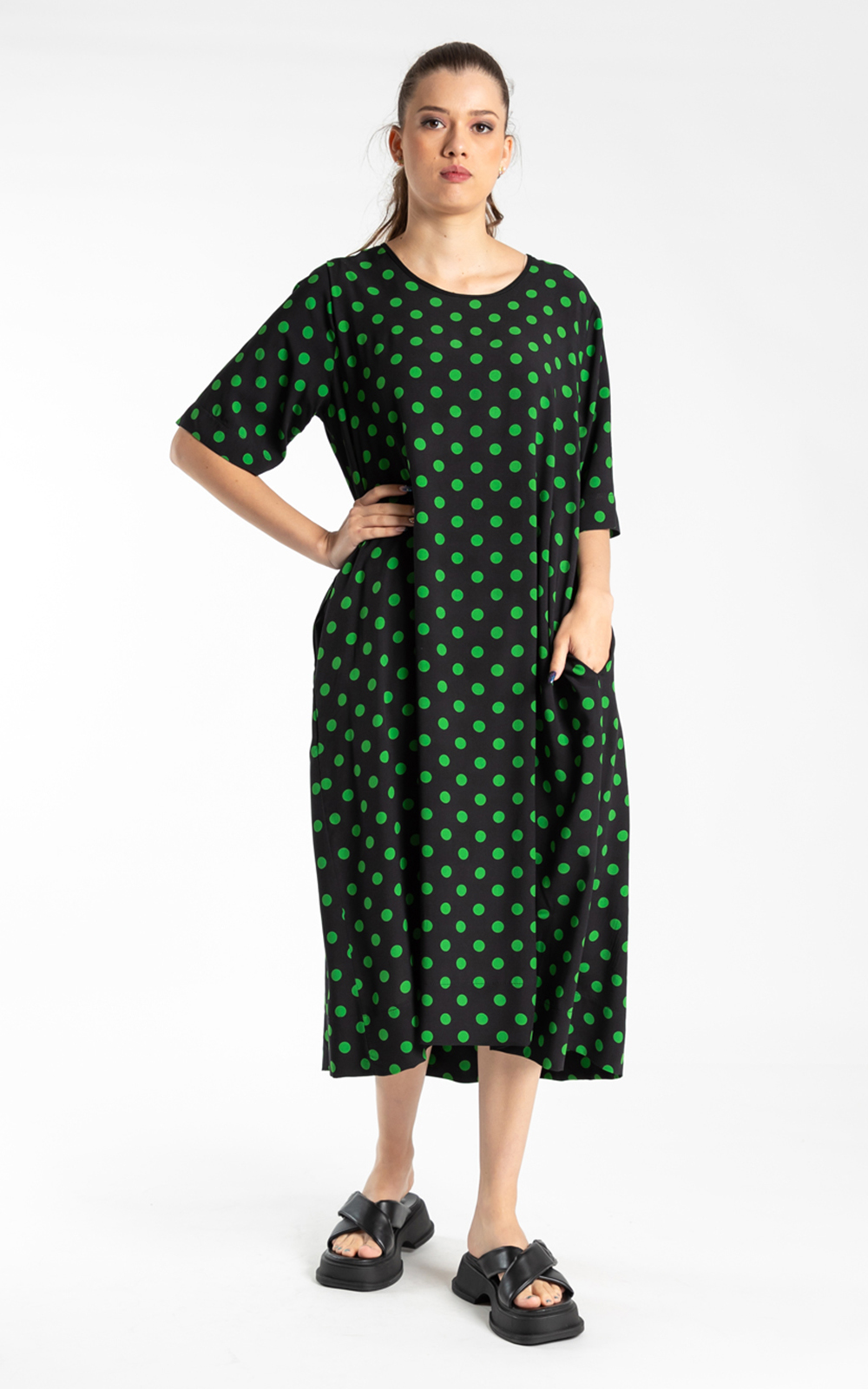 Hobbs fashion green polka dot dress