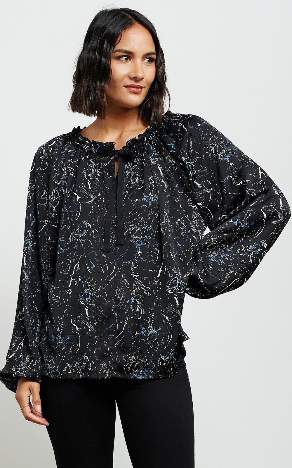 Talia Blouse In New York – Zebrano | Designer Clothing NZ