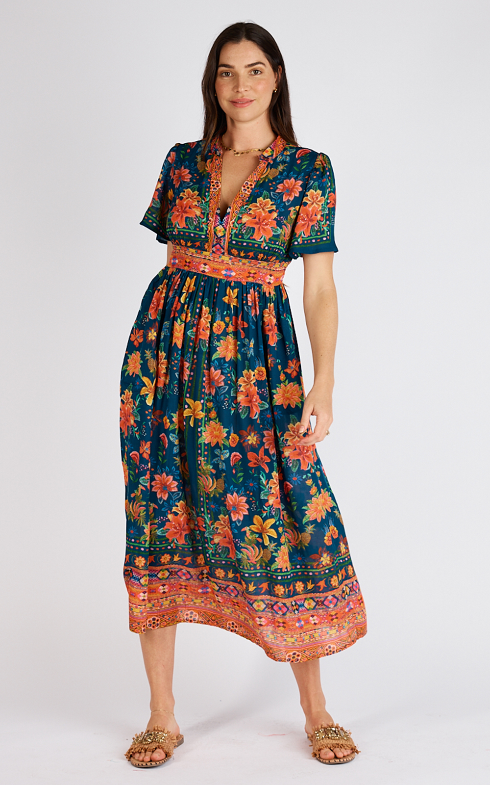 Miller Empire Midi Dress – Zebrano | Designer Clothing NZ