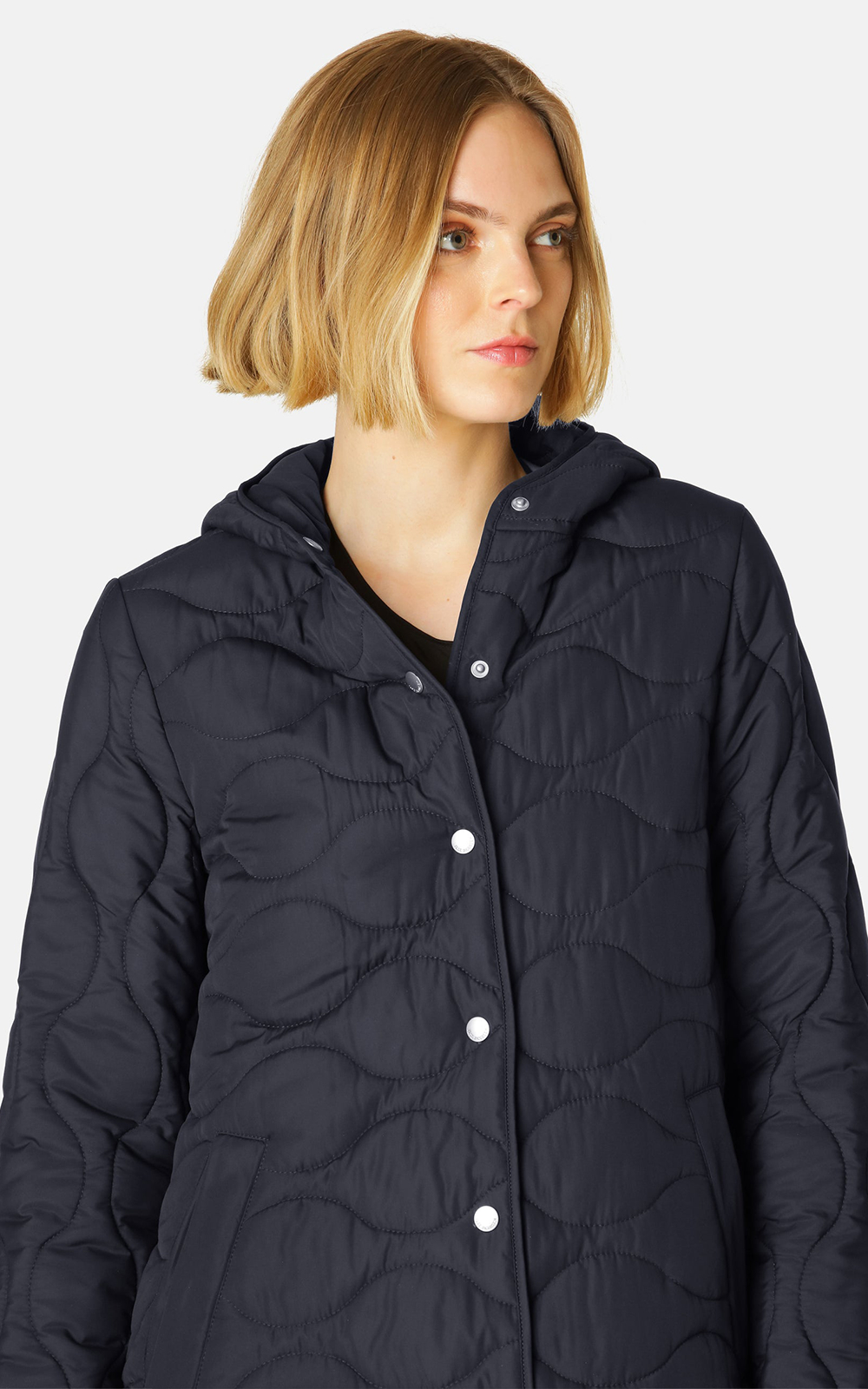 Quilted Hood Jacket product photo.