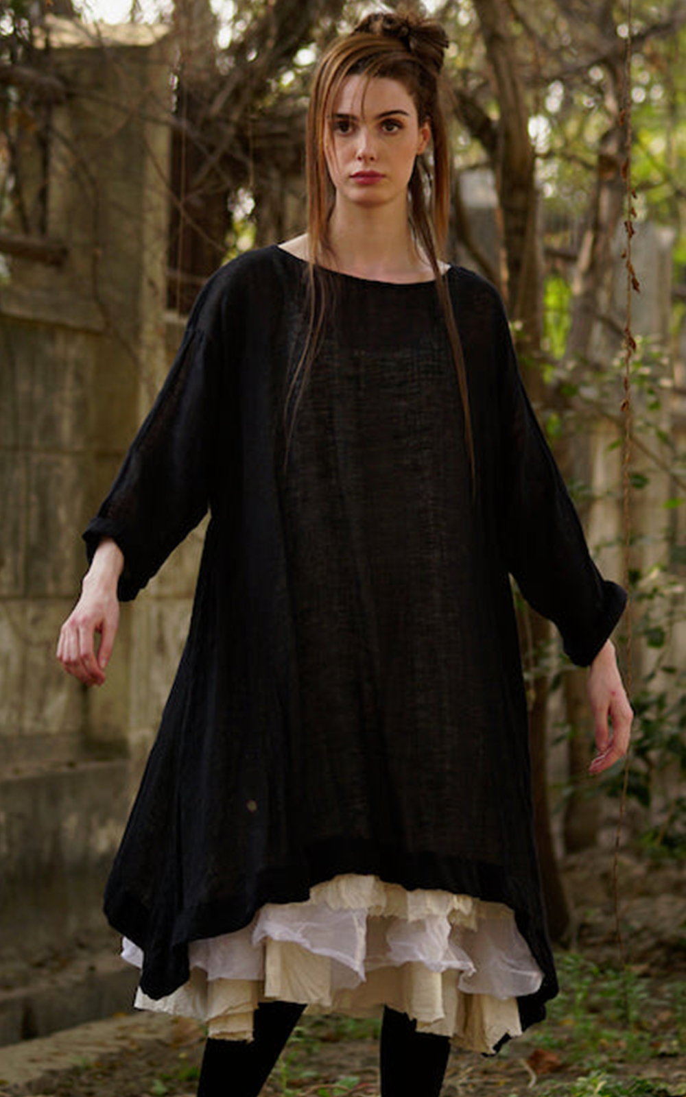 Sylvie Tunic Dress In Gauze Linen product photo.