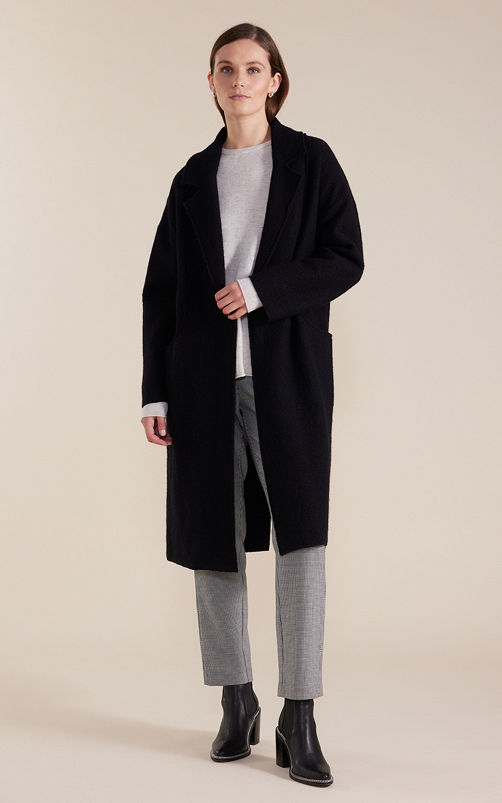 L/S Boiled Wool Coat – Zebrano | Designer Clothing NZ